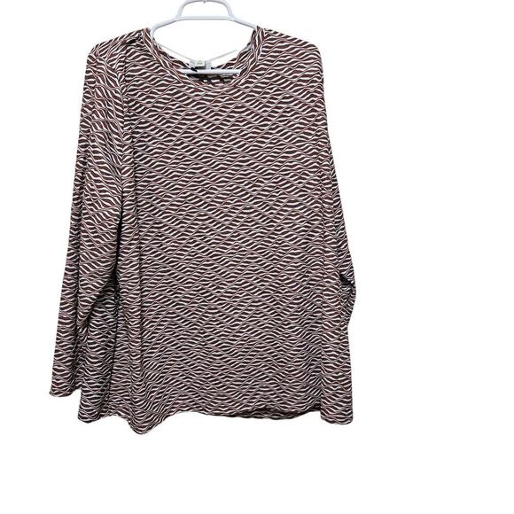 Ava and viv blouse womens size 3x burgundy brown white geometric top - Picture 1 of 7